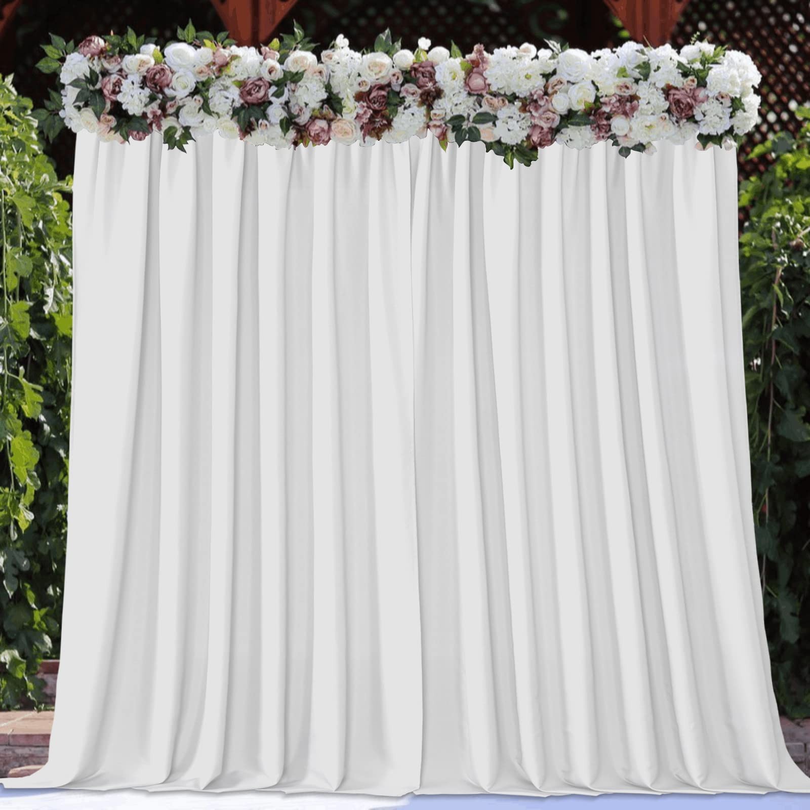 2 Panels 5ft x 7ft White Photography Backdrop Curtains, Polyester, Rod Pockets