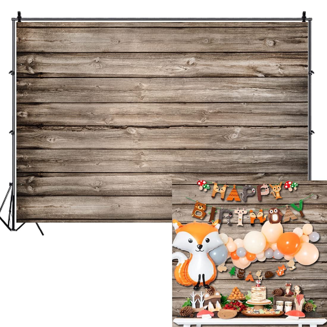 Rustic Wood Backdrop For Party Wooden Birthday Photography Background 10x8ft