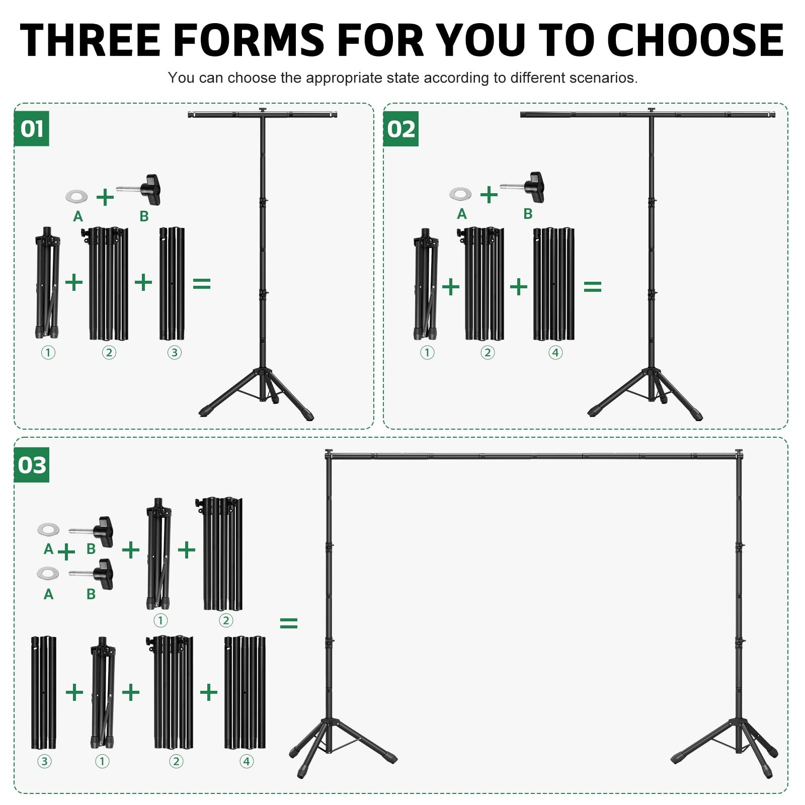 3-in-1 Adjustable Backdrop Stand 10 x 7.5 FT, Portable Photography Background…
