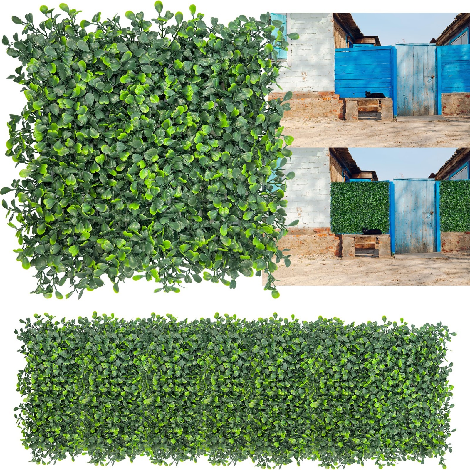 10″x10″ Artificial Grass Wall Backdrop – UV-Resistant Faux Greenery Panels for I