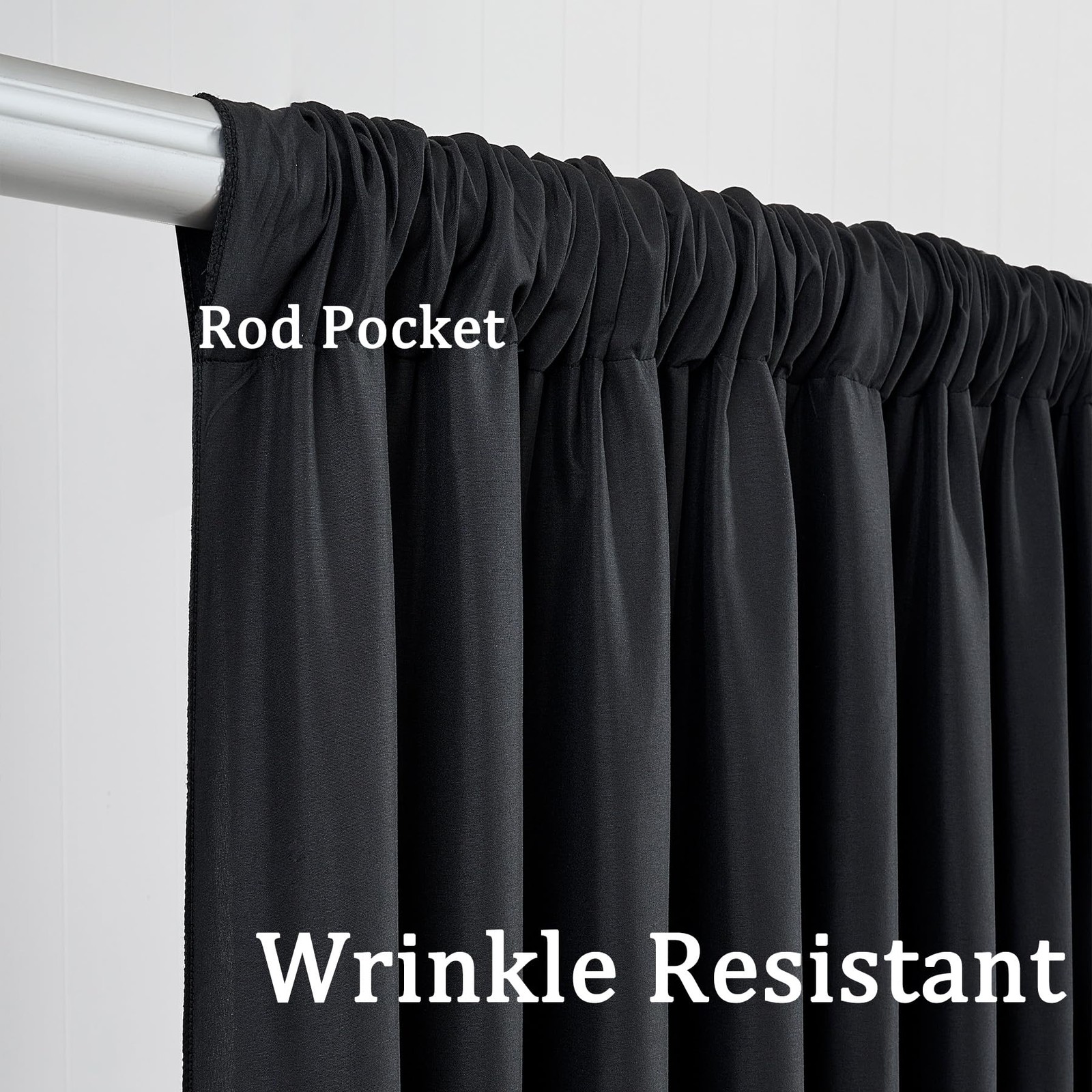 Htper 40ft x 10ft Black Backdrop Curtain 480″W x 120″L (Pack of 8),