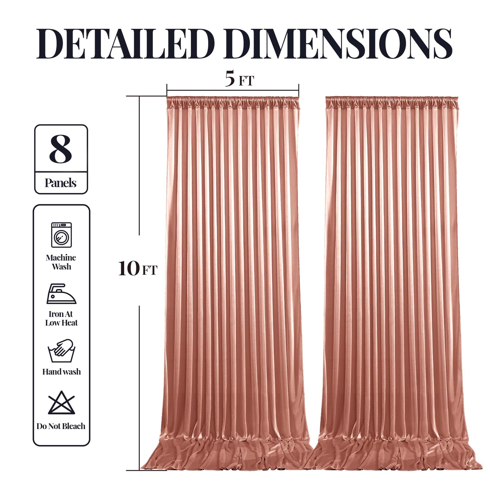 40x10ft Rose Gold Glitter Backdrop Curtain for W5 x H10′(8 Panels),