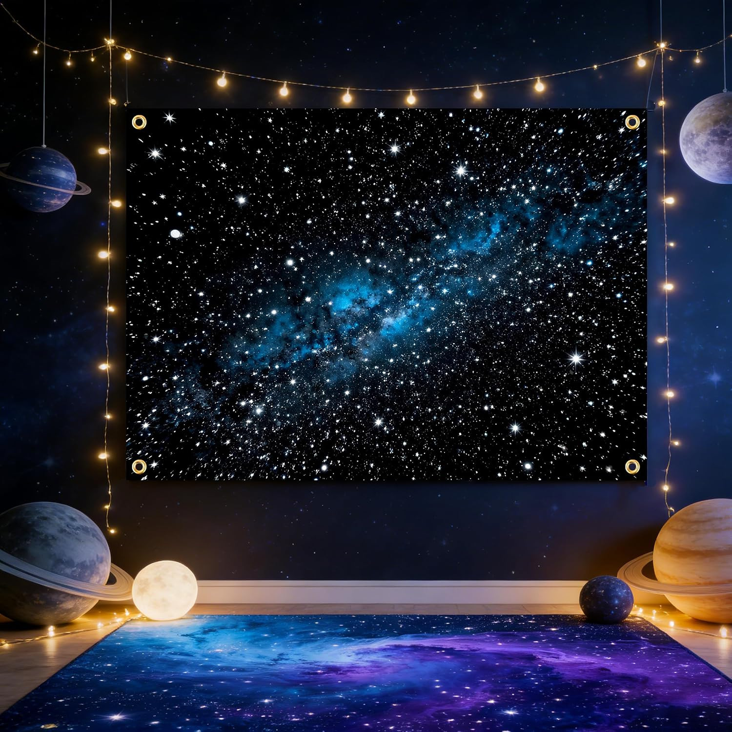 7X5Ft Space Backdrop Starry Night Sky Backdrop Polyester Universe Space Star