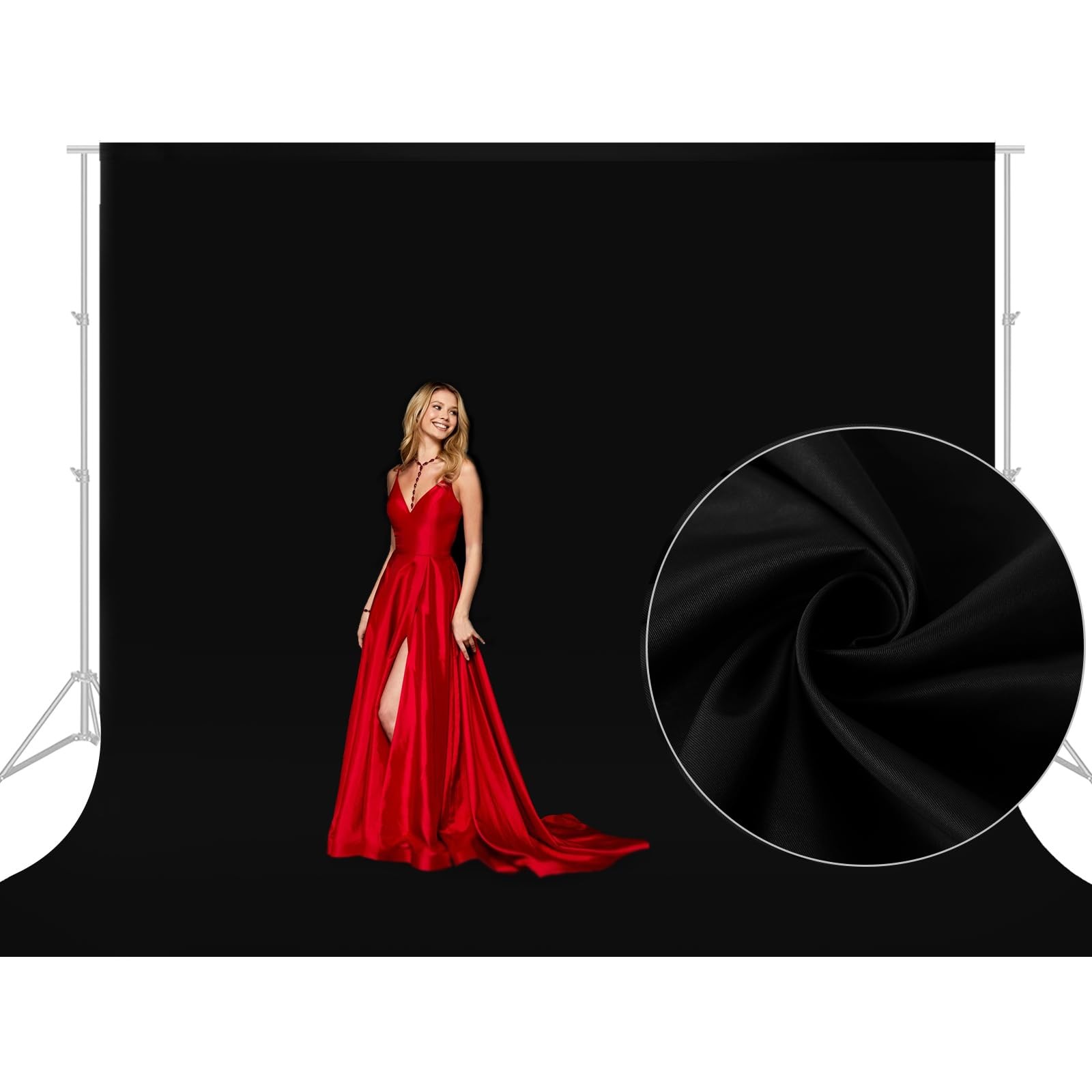 Aimosen 10×10 FT Black Backdrop Background for Photography, Large Photo Backd…