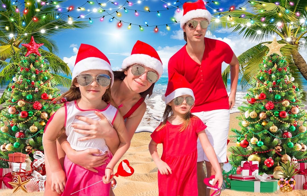 July Christmas Summer Hawaiian Beach Photography Backdrop 8x6ft Holiday Prop