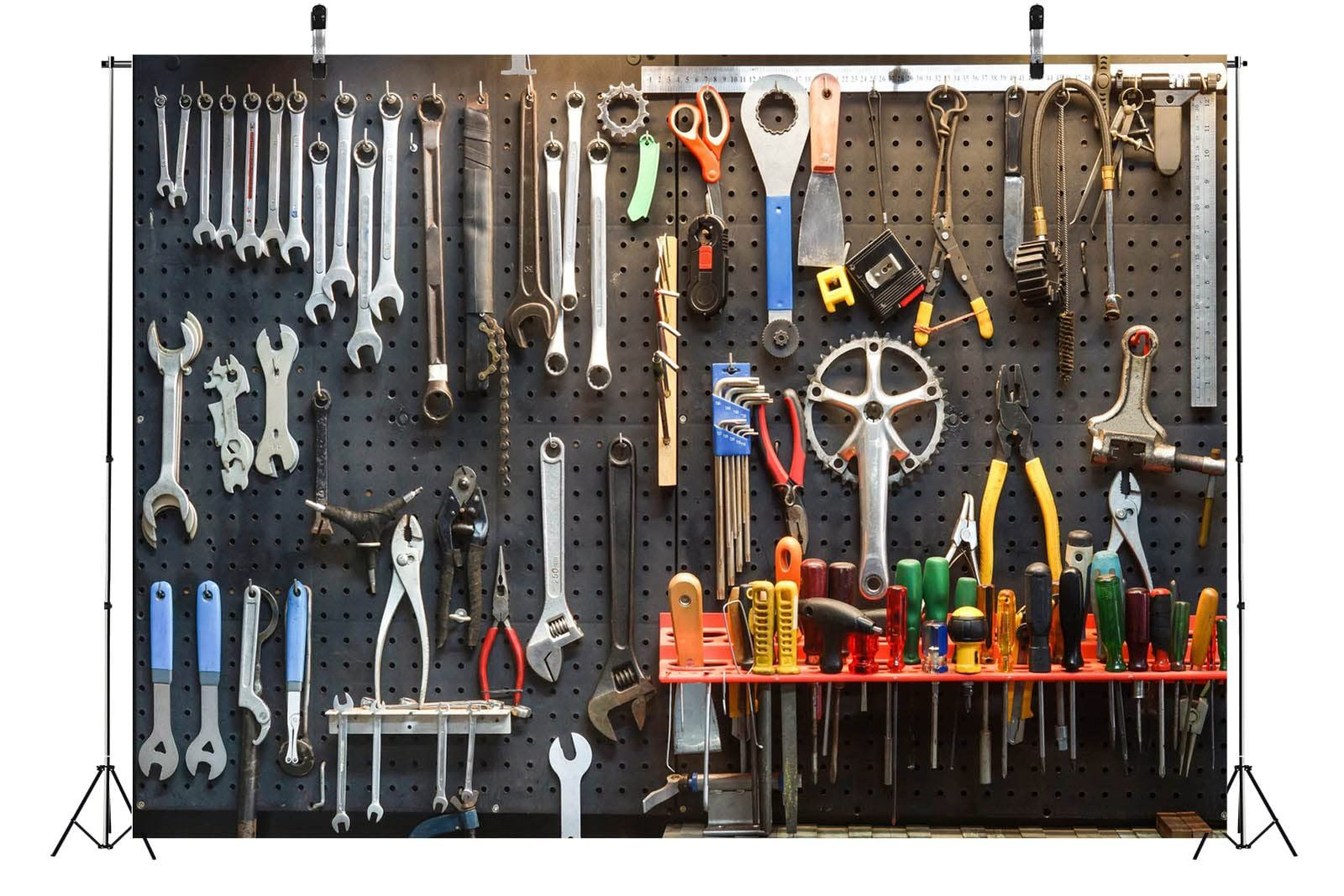 BELECO 7x5ft Fabric Workshop Tools Backdrop Garage Mechanic 7x5FT, A14197