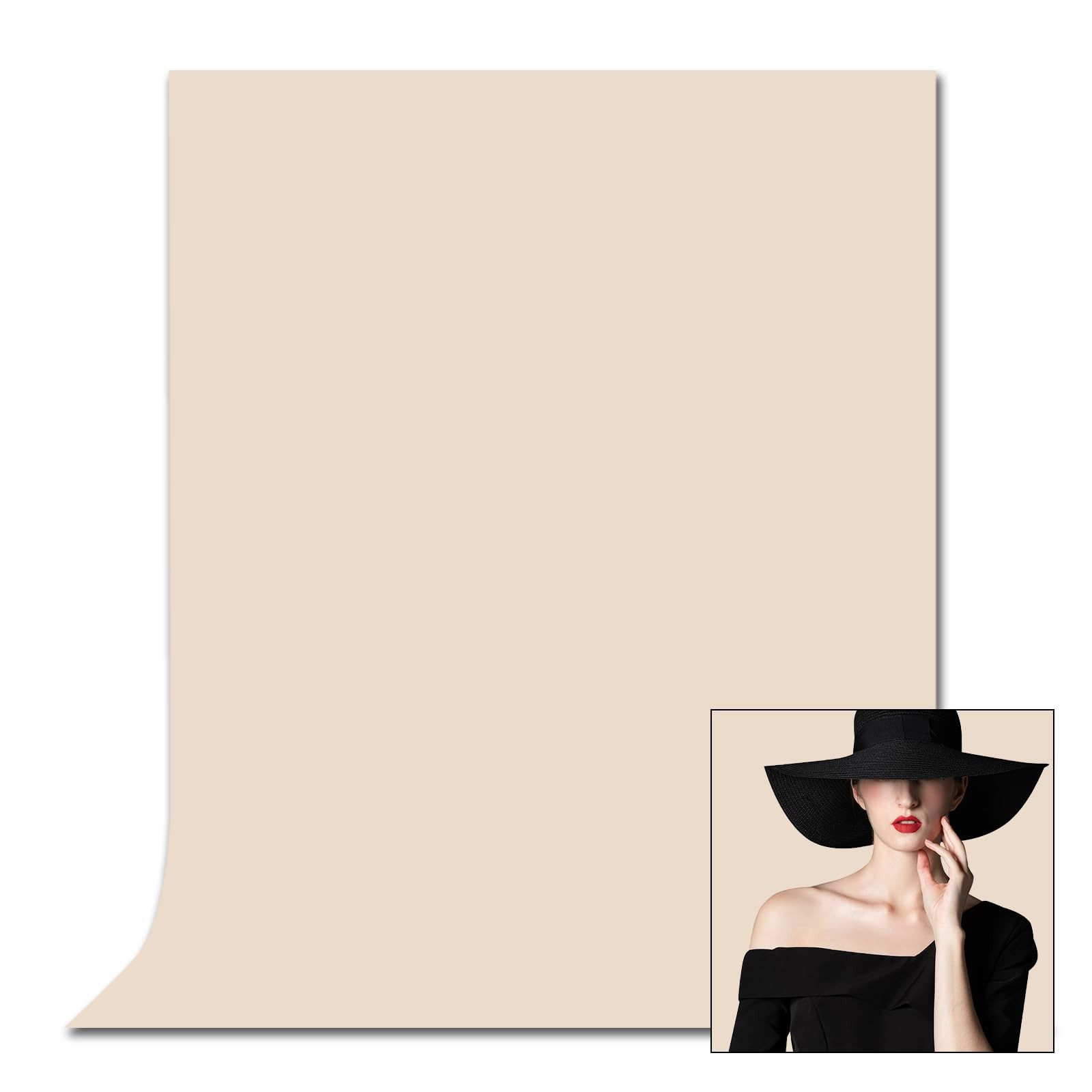 Beige Background for Photography, Photobooth Professional Photo Backdrop Curt…