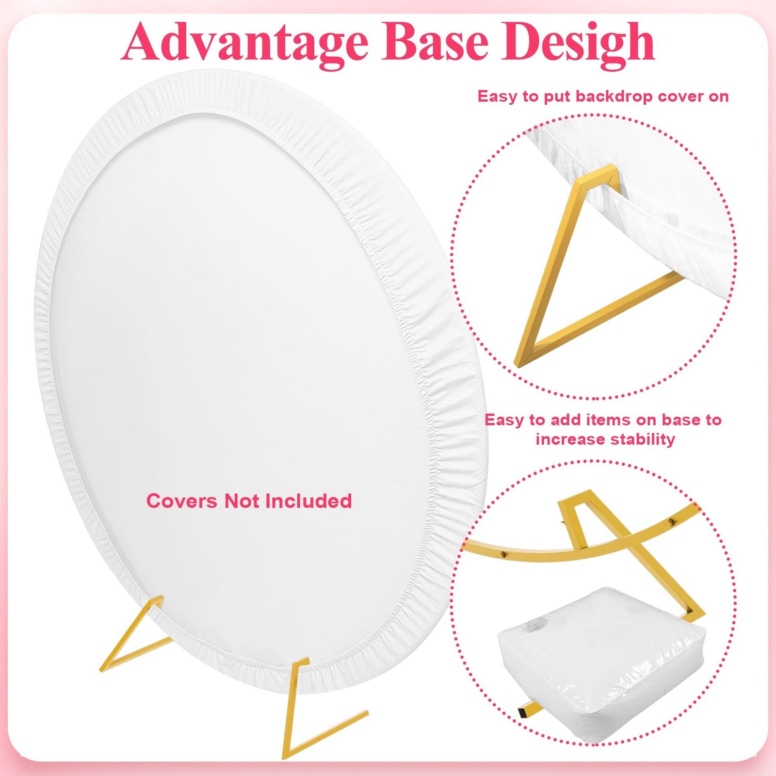 Round Backdrop Stand 7.2FT Circle Balloon Arch Frame Circle Backdrop Stand Go…