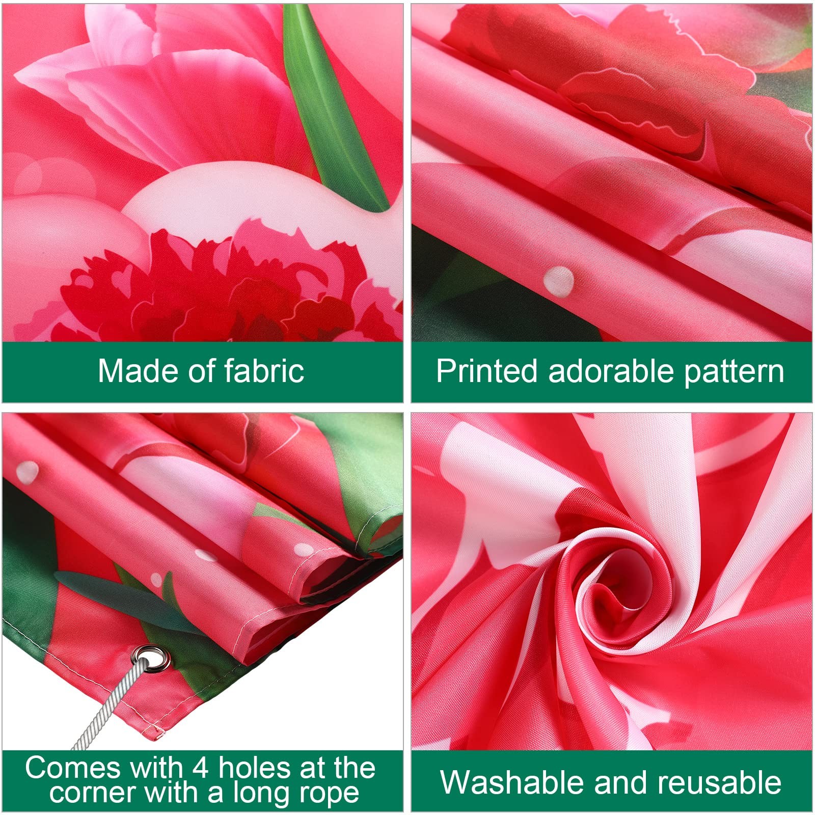 Happy Mother’s Day Banner 72.8 x 43.3 Inch Red Flowers Mothers Day Backdrop Larg