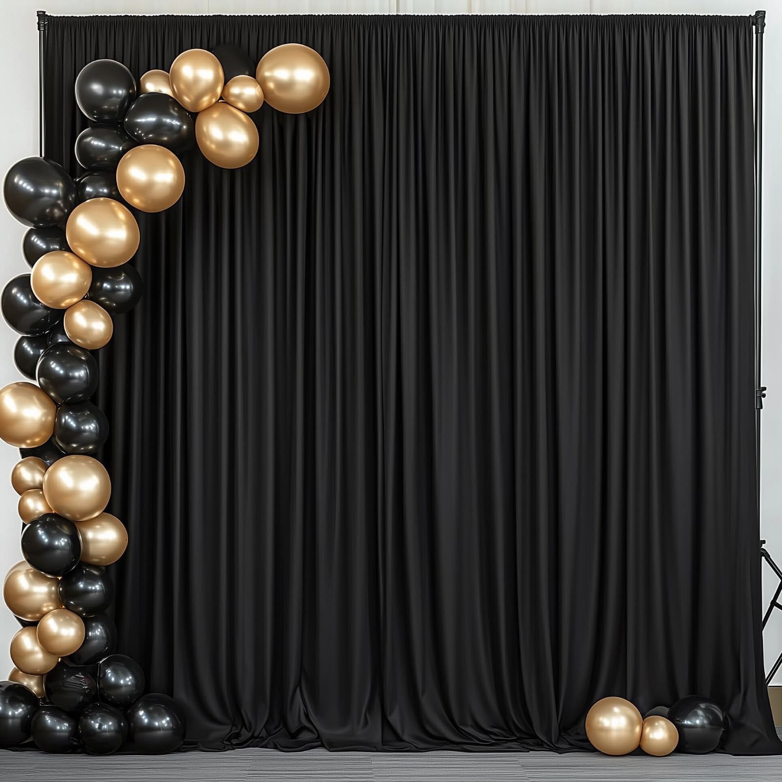 2 Panels 10×10 Ft Black Backdrop Curtains 5×10 Ft Wrinkle Free Soft Fabric