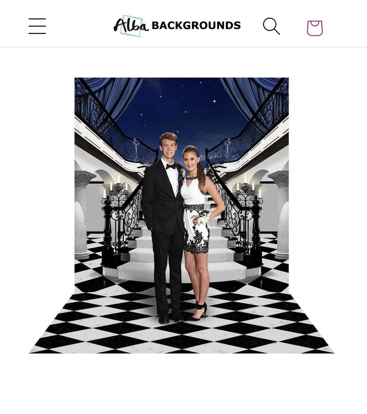 Alba Backgrounds Pro Polyester Formal Event Backdrop 10×20 in Black White Hemmed