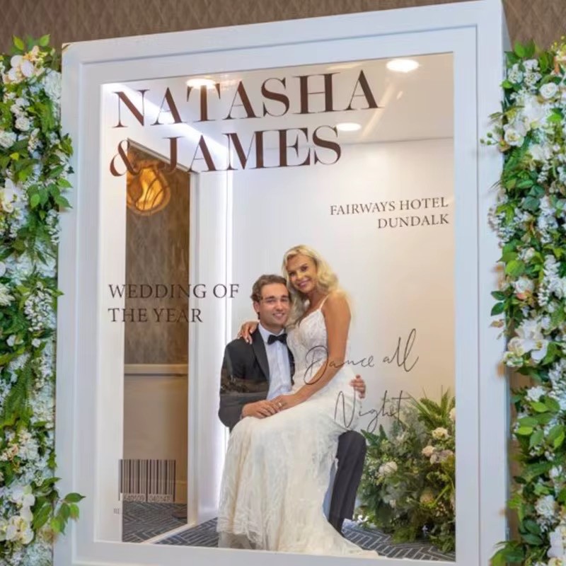 Magazine Photo Booth Box Wedding Photography Background with LED Light for Party