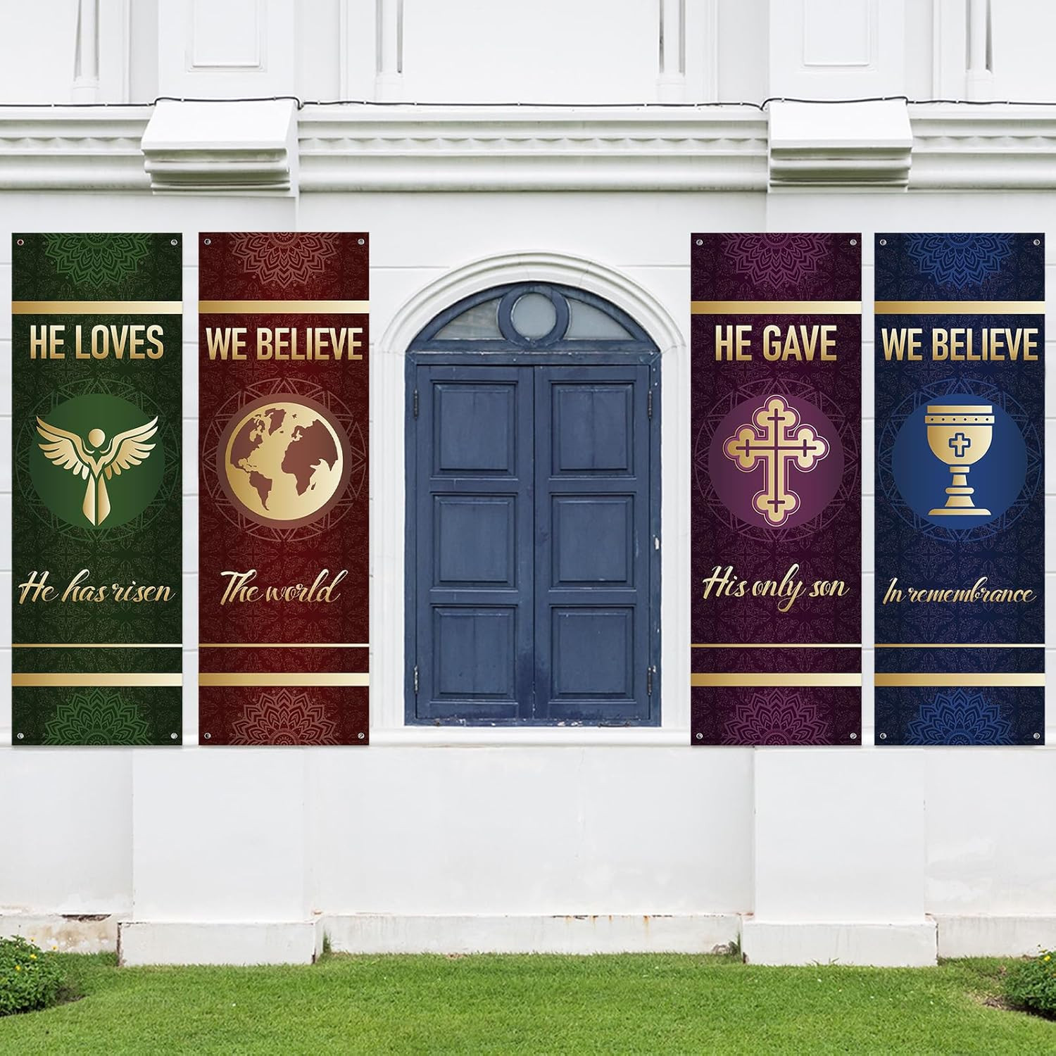 4Pcs Church Banners for Sanctuary Wall Welcome Inspirational Religious Banner…