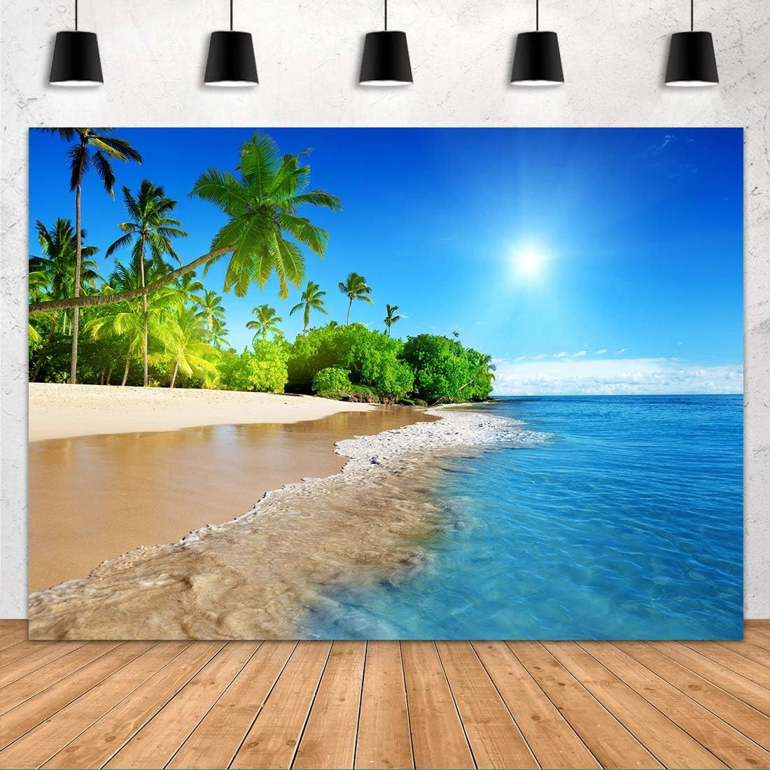 Tropical Seaside Backdrop 5X3Ft Summer Beach Hawaii Island Palm Trees Photograp