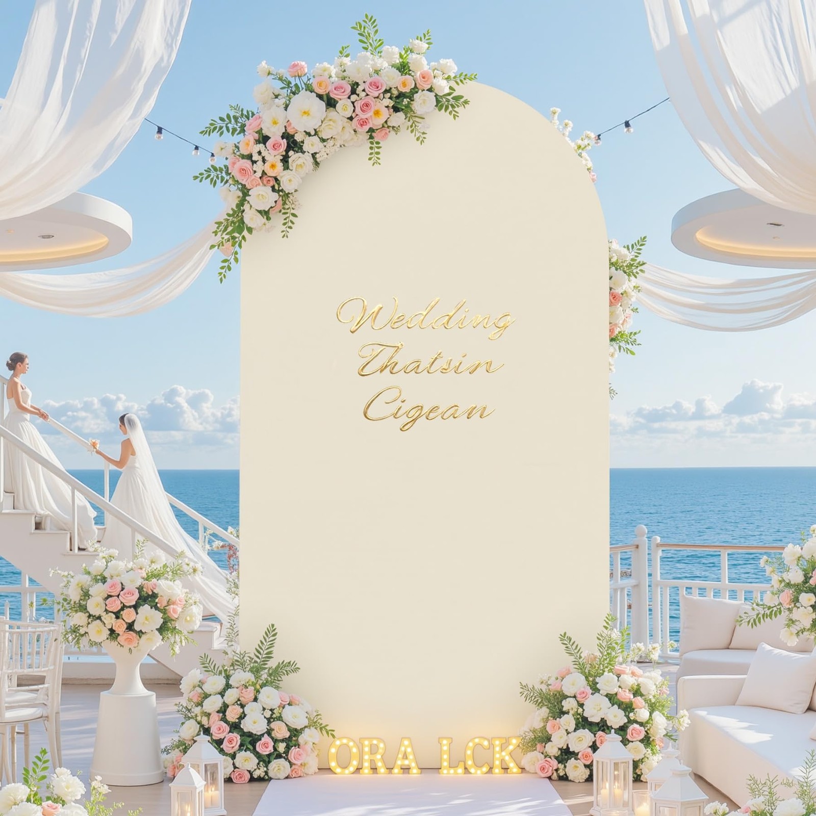 Cream Purple Arch Cover 7.2ft Spandex Wedding Arch Backdrop Cover for Baby Sh…