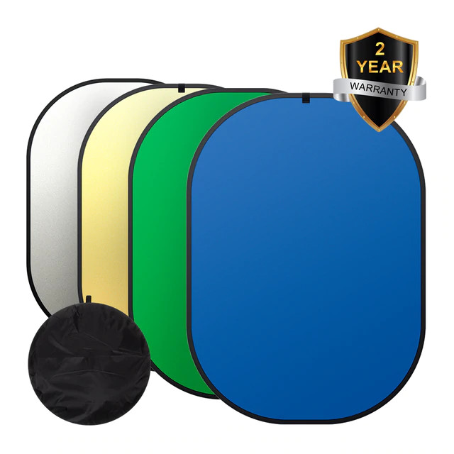 PYNSSEU 4 in 1 Collapsible Reversible Background Panel 5x7ft Chromakey Green Blu