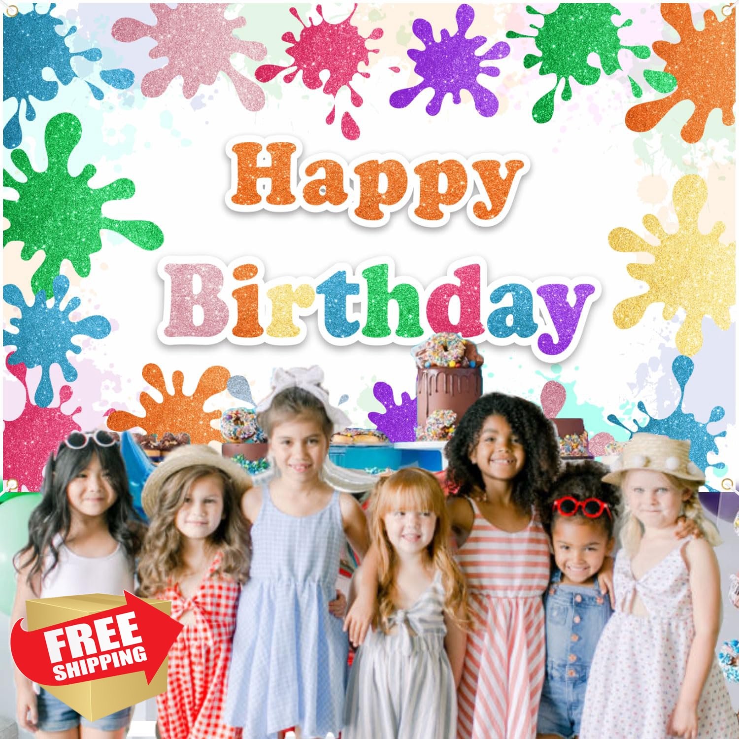 BECKTEN Art Paint Splash Birthday Backdrop H