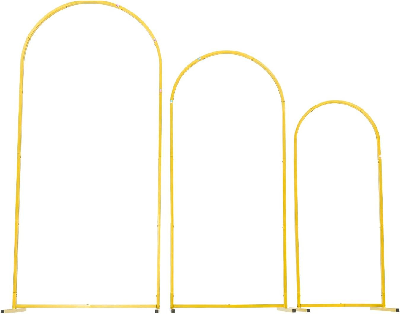 Arch Backdrop Stand, Set of 3, 6/5/4 Ft, Stable Structure, Easy Assembly, Gold M