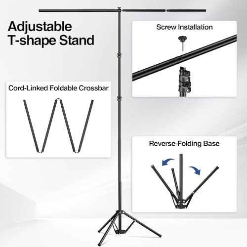 Green Screen Backdrop Kit with Stand, Portable Greenscreen 5x7ft green screen