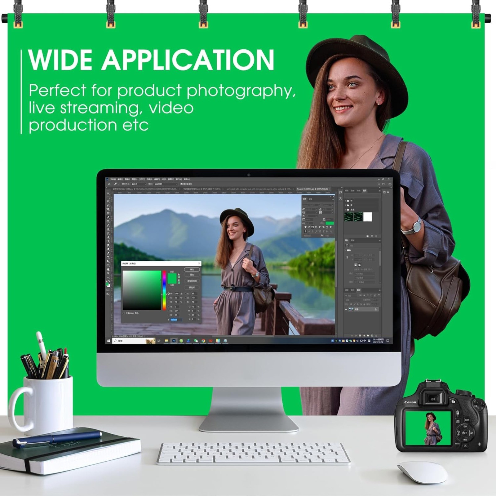 Portable T-Shape Backdrop Stand Background Green Screen Holder Support Kit 8 FT