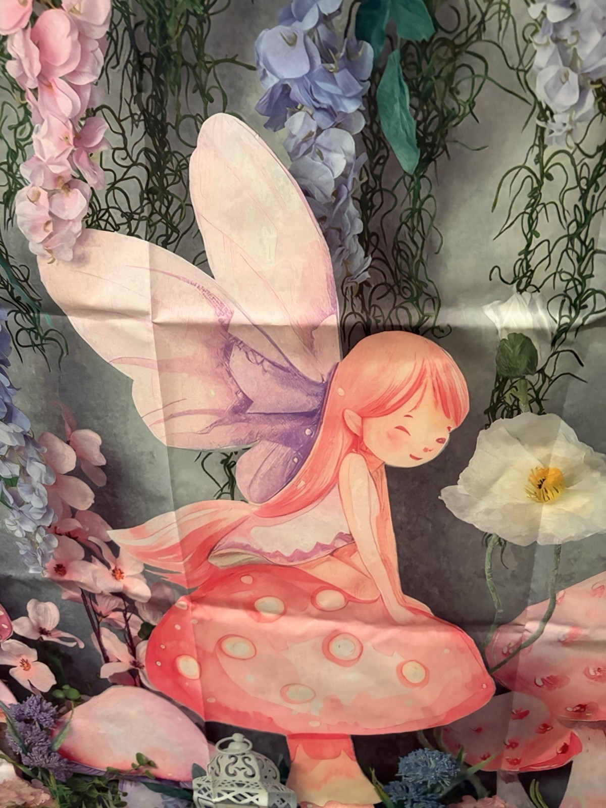 Fairy Mushroom Backdrop Enchanted Garden Photo Background Pink Purple 7 Ft X 5