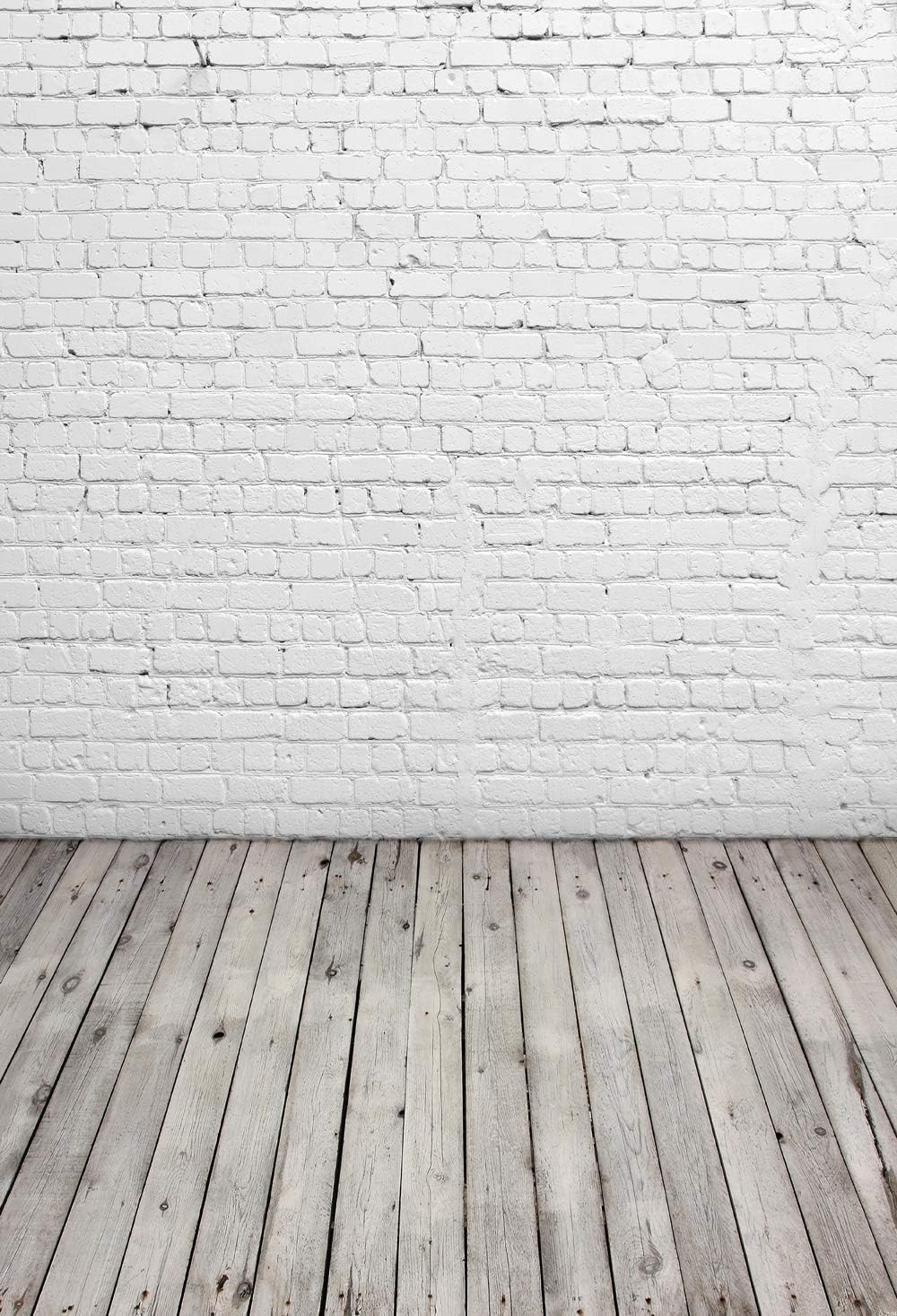 High-Quality 5x7ft Brick Wall with Gray Wooden Floor Photography Backdrop