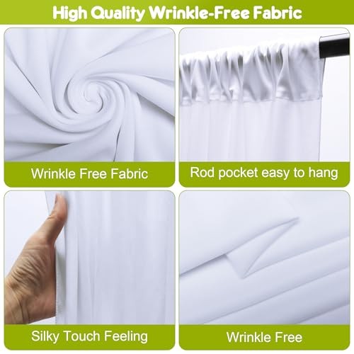 Backdrop Curtain for Parties 10x10FT Photo Backdrop Drapes for 10FTx10FT White