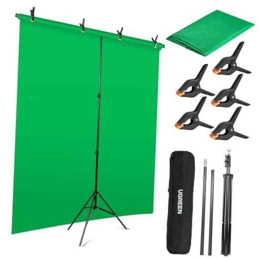Green Screen Backdrop Kit 6.5×5 ft Portable Chroma Key Background with T