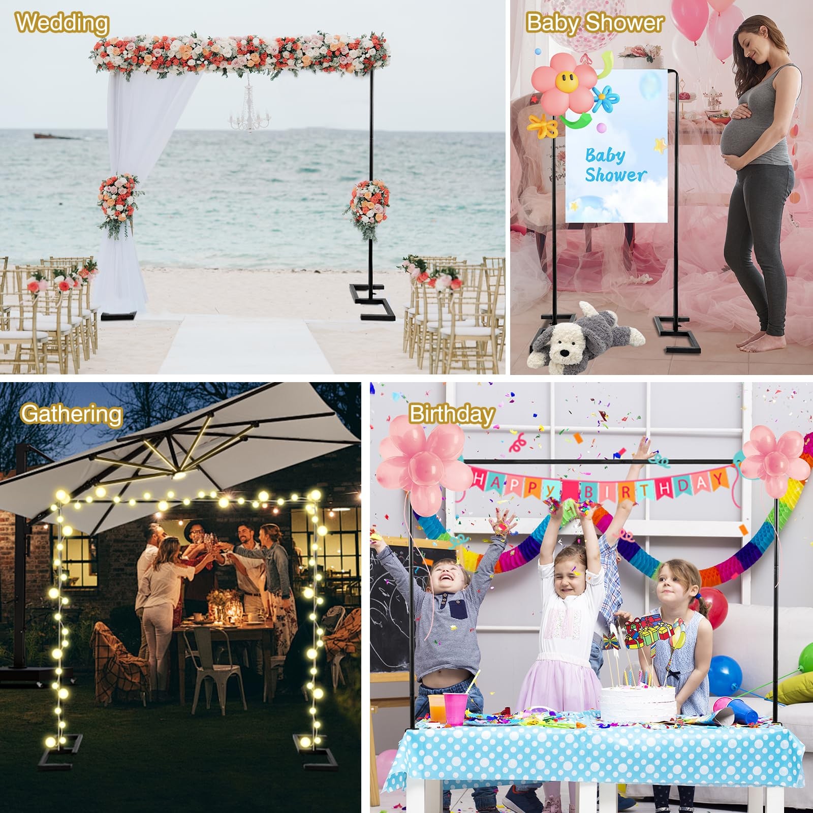 8.2 FT Wedding Arch Rectangle Stand Square Backdrop Stand, Extra Clamps to Ta…