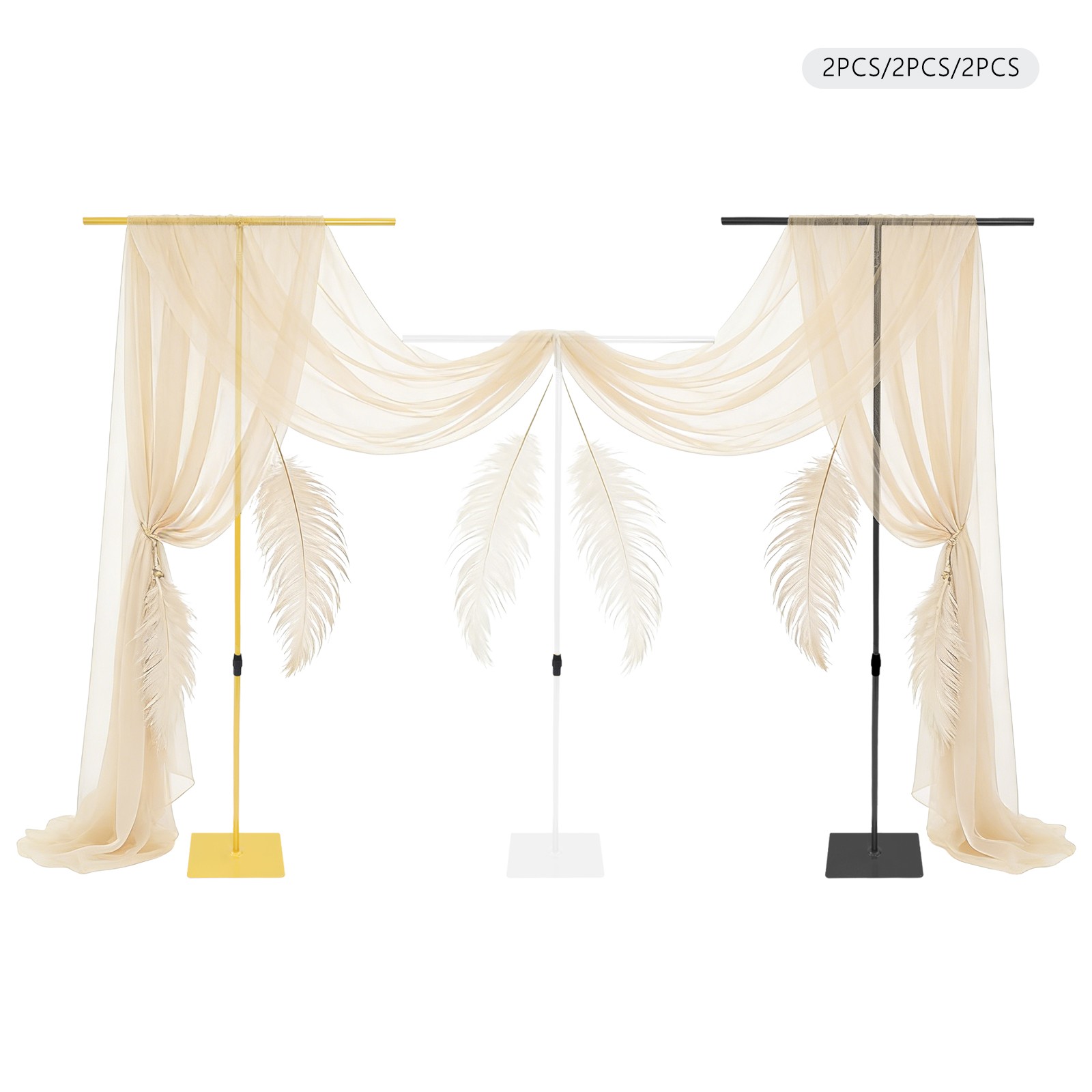 Adjustable Height Backdrop Stands , 2 Pcs Wedding Backdrop Stands For Weddings
