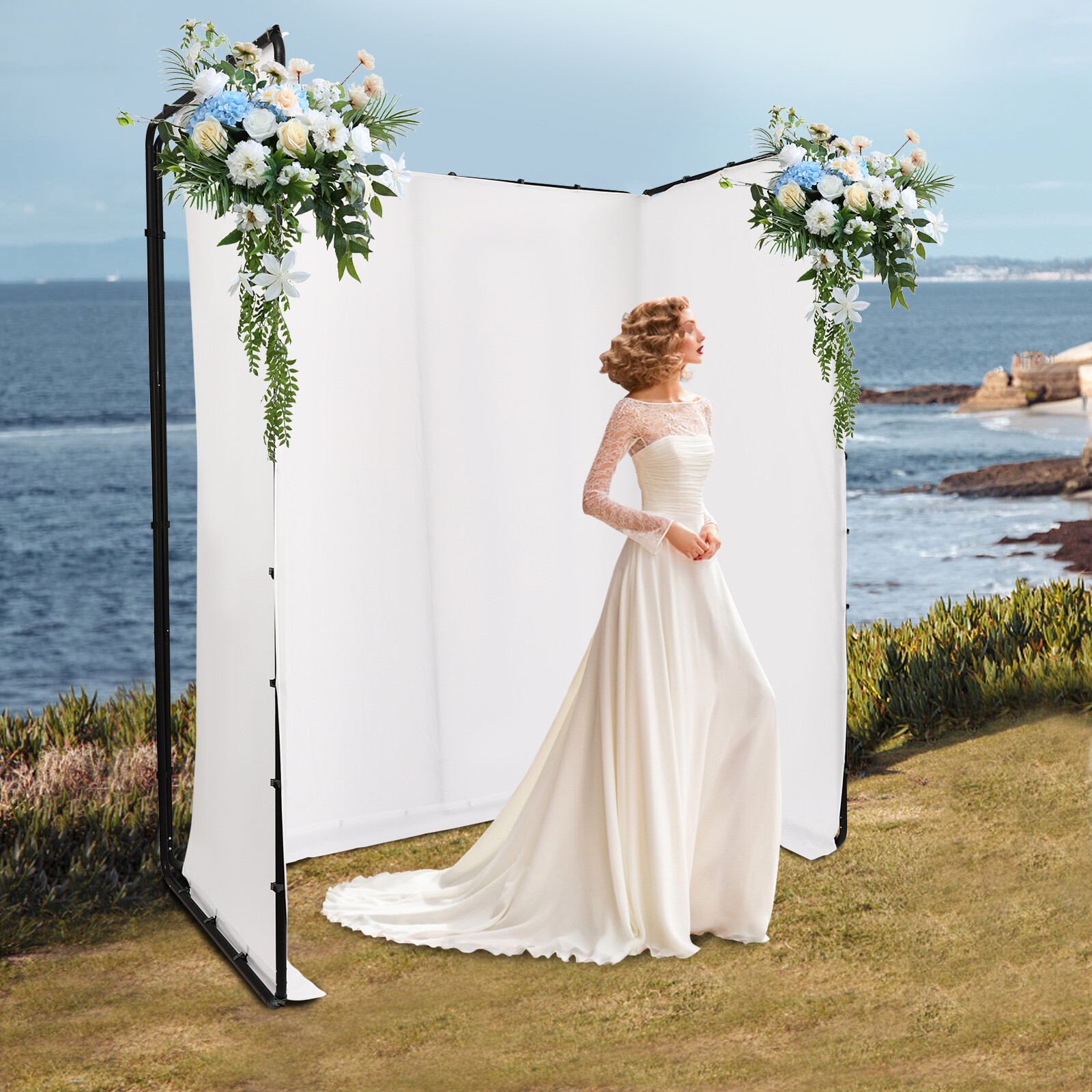 Photography Backdrop Stand+White Cloth Kit For Photo Studio Background Decor