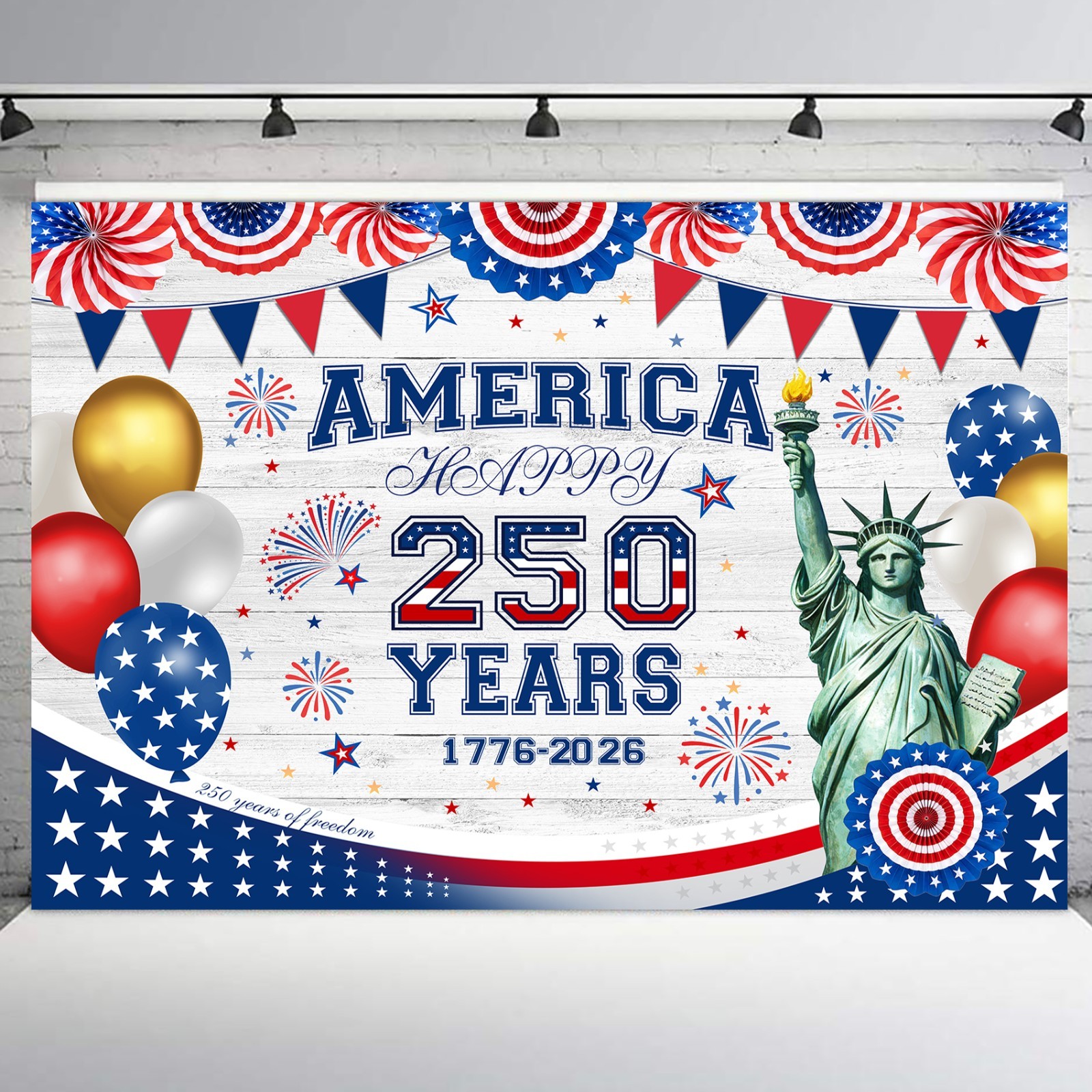 10x8ft America 250 Backdrop 4th of July 250th Anniversary Photo Background