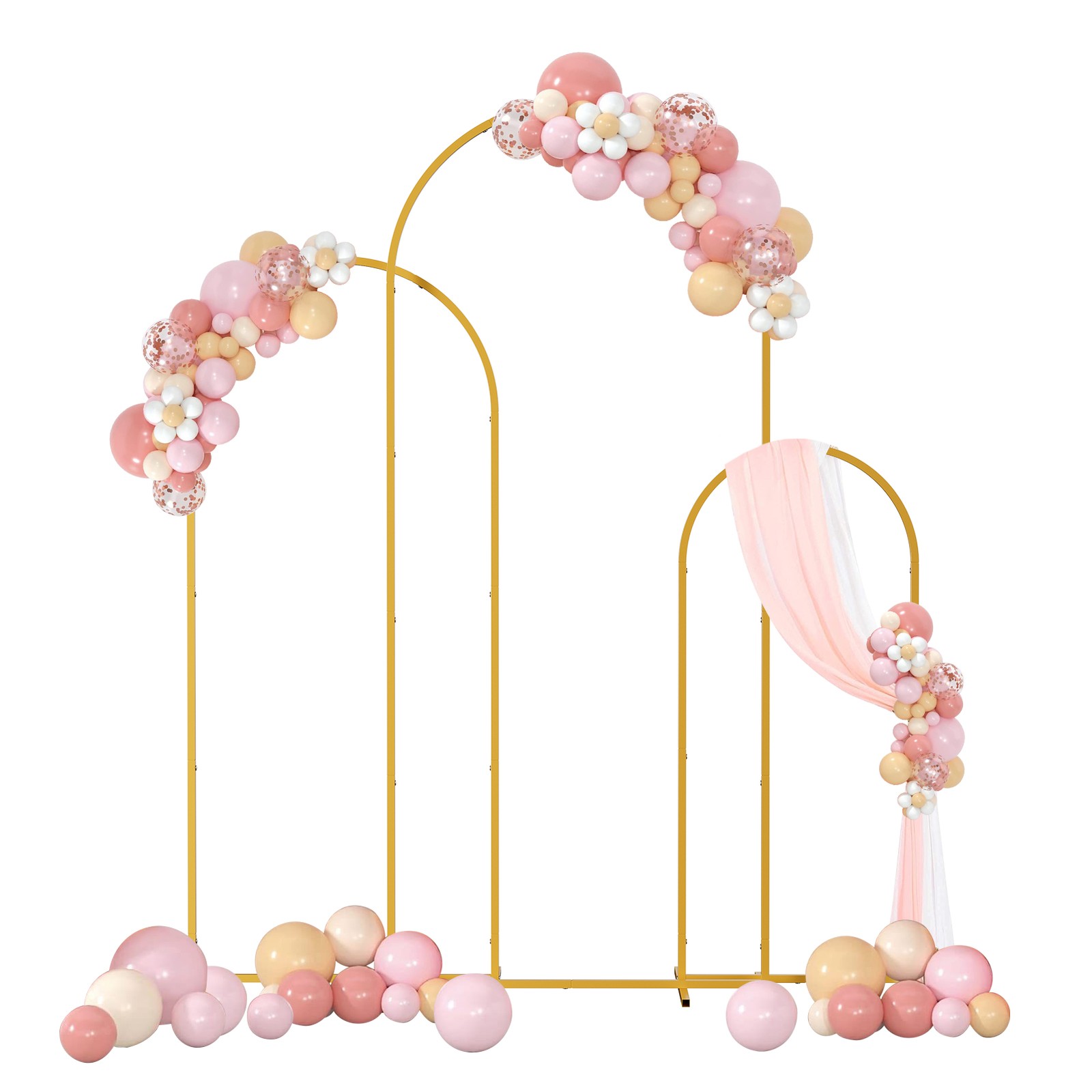 Set of 3 Arch Backdrop Stand Metal Wedding Arch Stand Frame 7.2ft 6.6ft 6ft