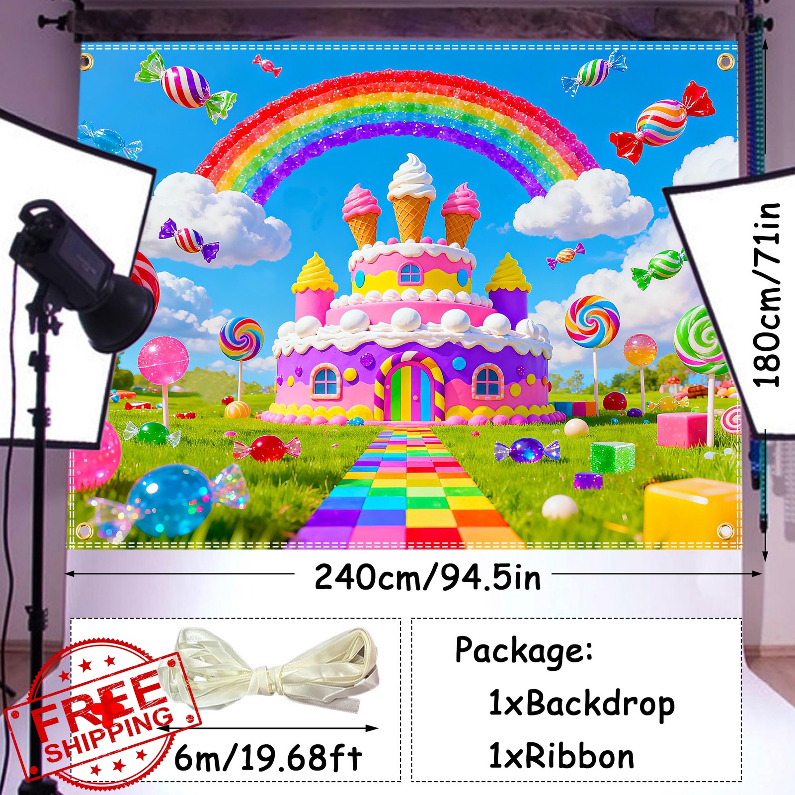 Duoduobuy Candyland Backdrop 8×6 Ft