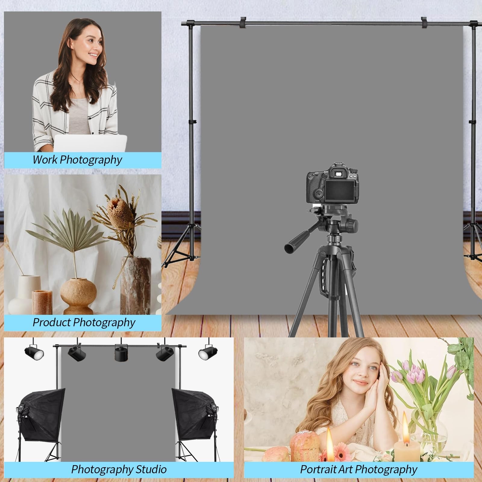 Grey Backdrop Photography Photobooth Professional Curtain Studio Portrait 8x10FT