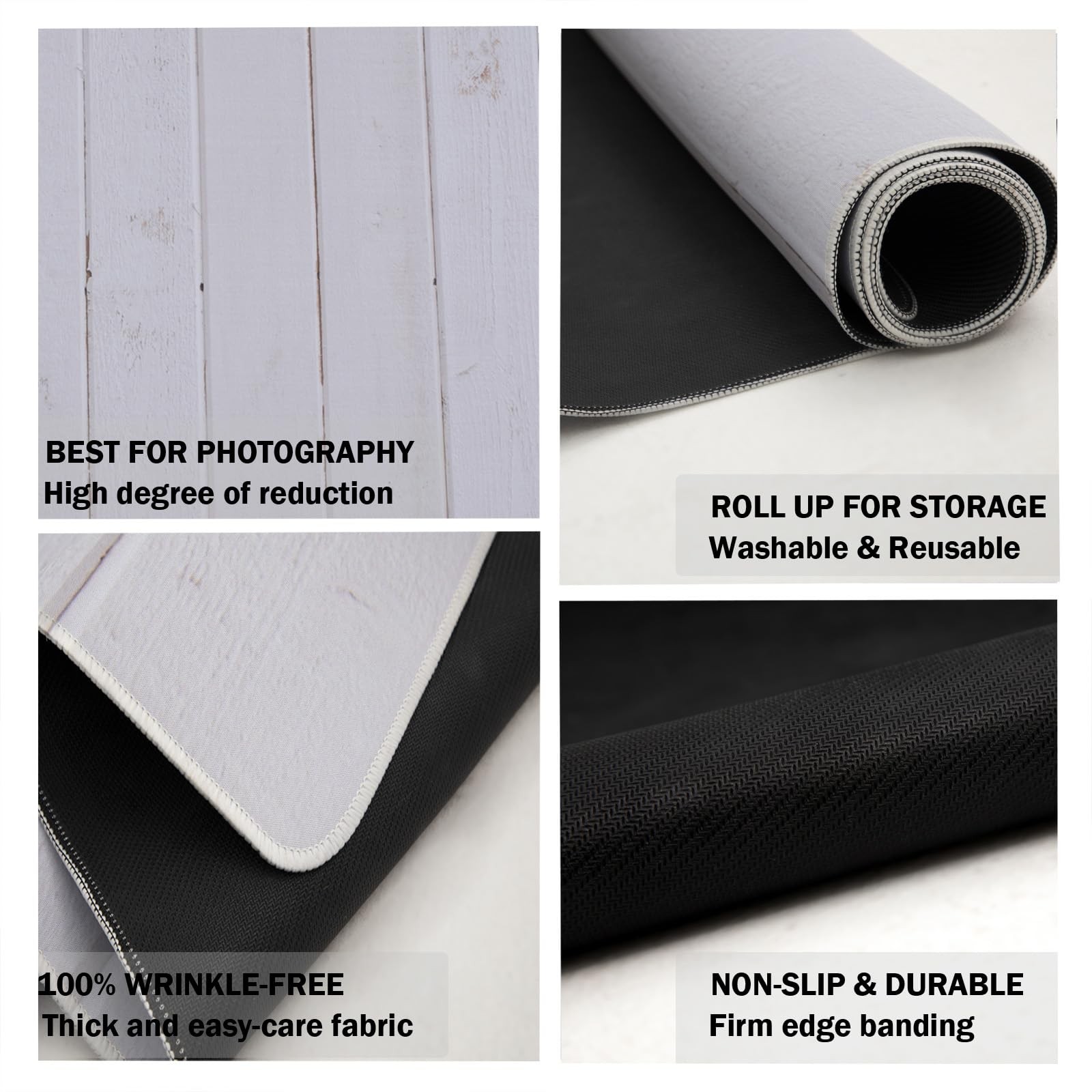 Kate Photography Floor Mats White Wood Backdrop Rubber 8x5ft,