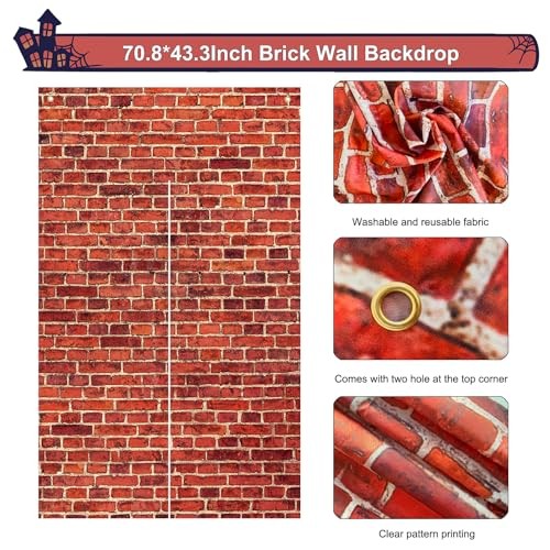 Brick Wall Backdrop Halloween Red Brick Wall Backdrop Decorations for Birthday