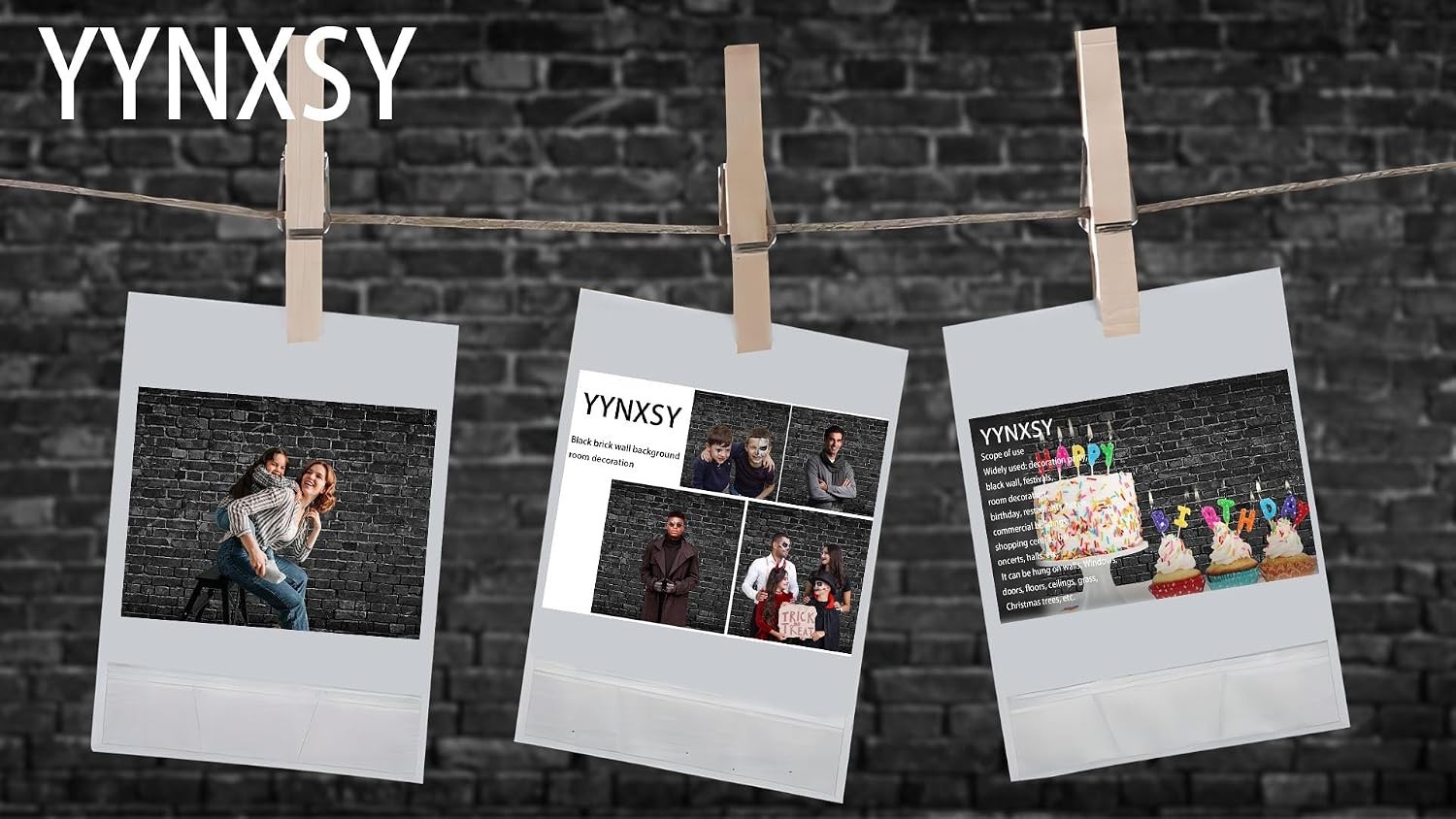 7X5FT Lightweight Black Brick Wall Background – Perfect for Events & Studios
