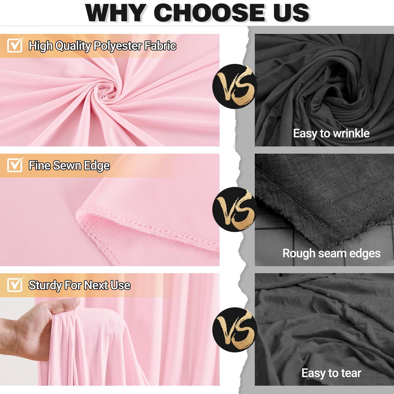 10x10ft Pink Wrinkle Free Polyester Photography Backdrop Curtain Panels Drapes