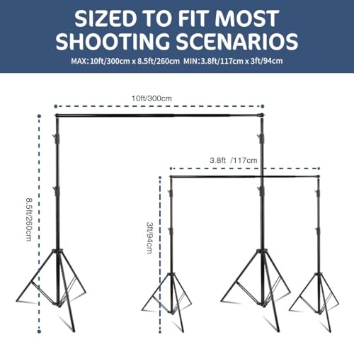 Backdrop Stand Kit for 10 x 8.5ft Tripods with Telescopic Crossbar