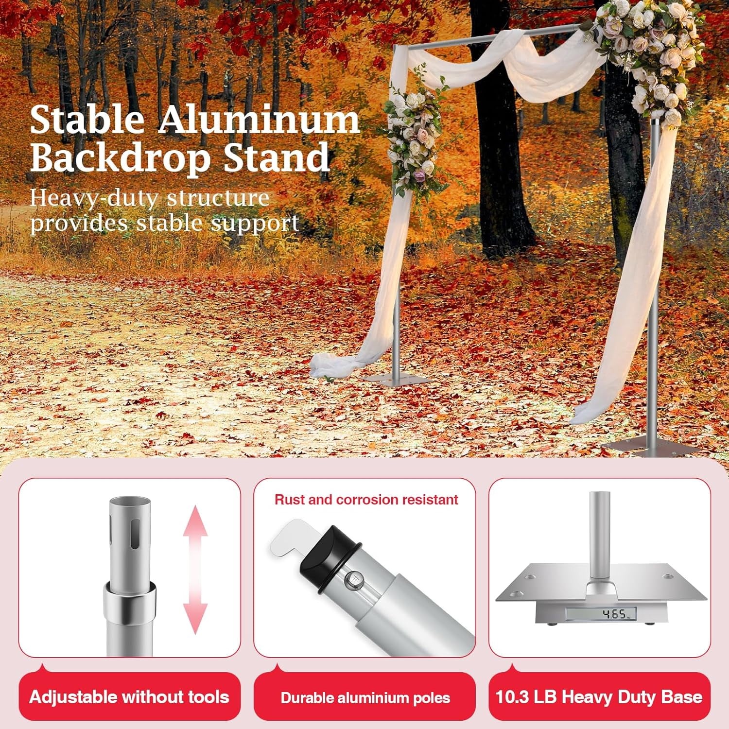 Emart Drape Backdrop Stand Kit, Heavy Duty Adjustable Metal Frame, 10ft x 10ft,