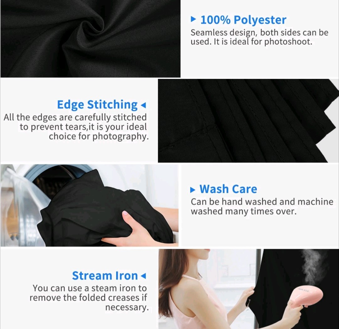 Black Muslin Photography Backdrop 5ftx16ft Seamless Studio Screen Rod Pocket
