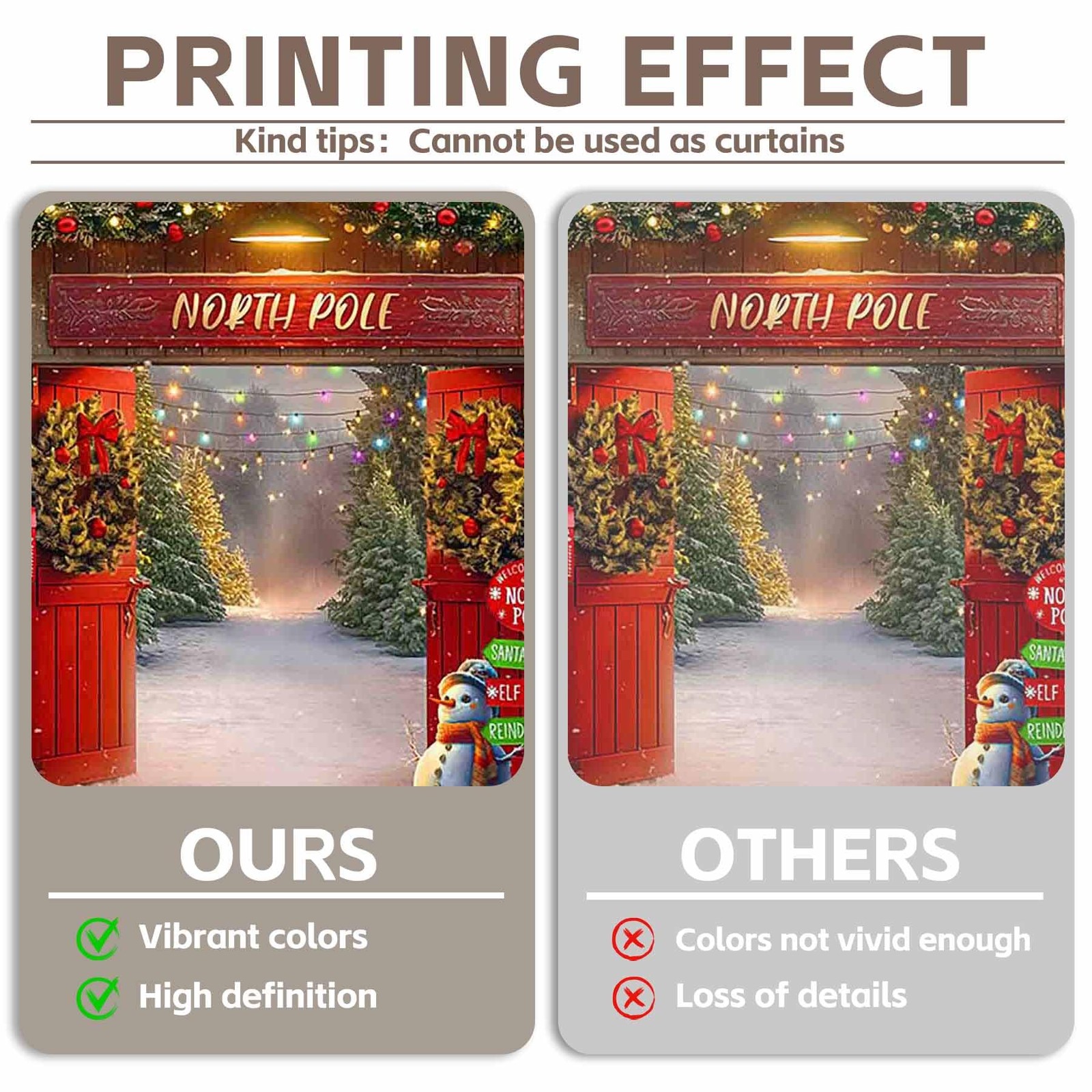 8x6ft Fabric Christmas Backdrop Winter Forest Wooden Barn Door North Pole Sno…