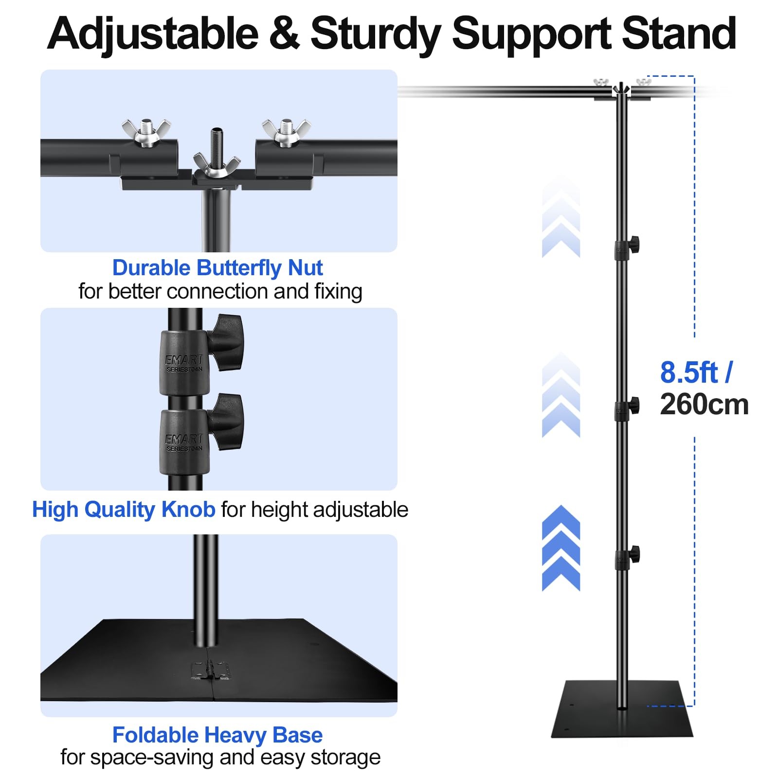 EMART 8.5x30ft(HxW) Photography Backdrop Stand for Parties, 8.5×30ft, black