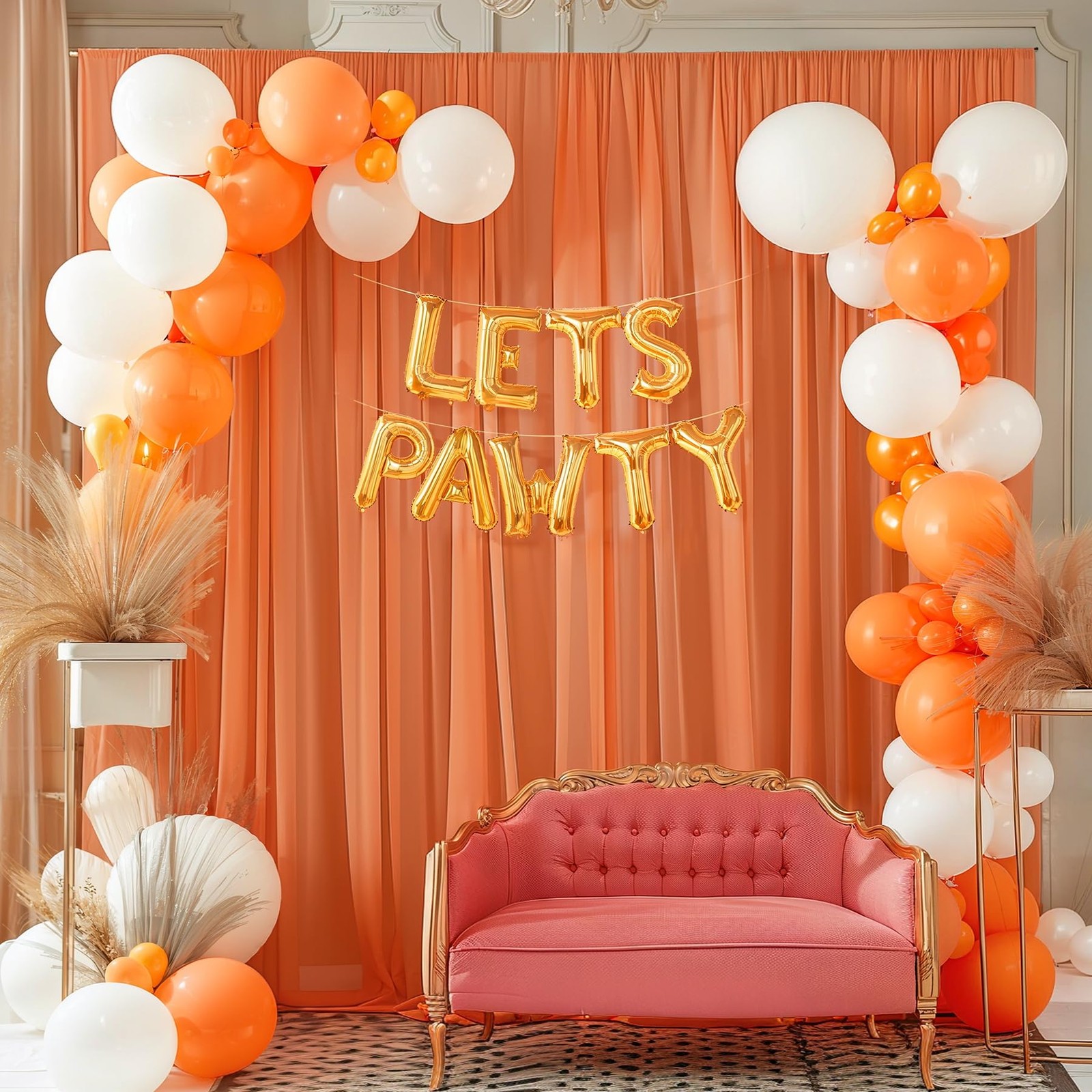 10x10ft Orange Backdrop Curtain Wrinkle-Free Sheer Chiffon Drapes 2 PCS