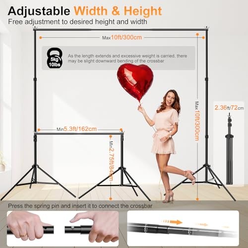 Backdrop Stand, Photo Video Studio 10 x 10FT Adjustable Backdrop Stand, 10×10ft