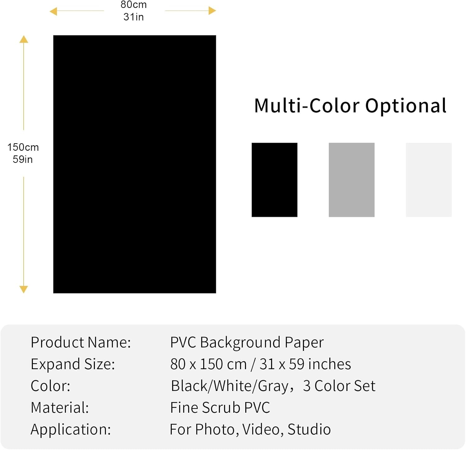 31x59inch (80x150cm) Photography PVC Backdrop Background Matte Vincly Seamless B