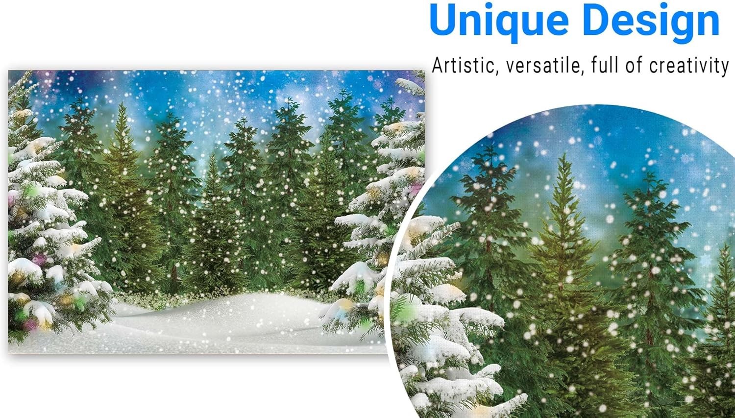 7x5FT Winter Forest Landscape Photography Backdrop Snowy Christmas Pine Tree