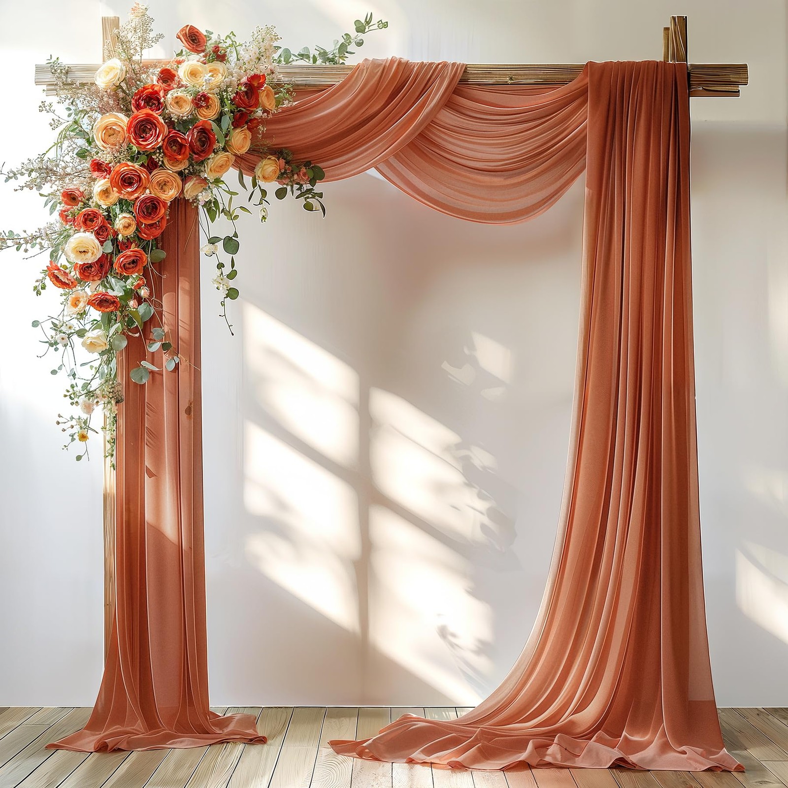 Terracotta Chiffon Sheer Wedding Arch Draping Fabric Curtain 30 Inx20ft 1 Panel