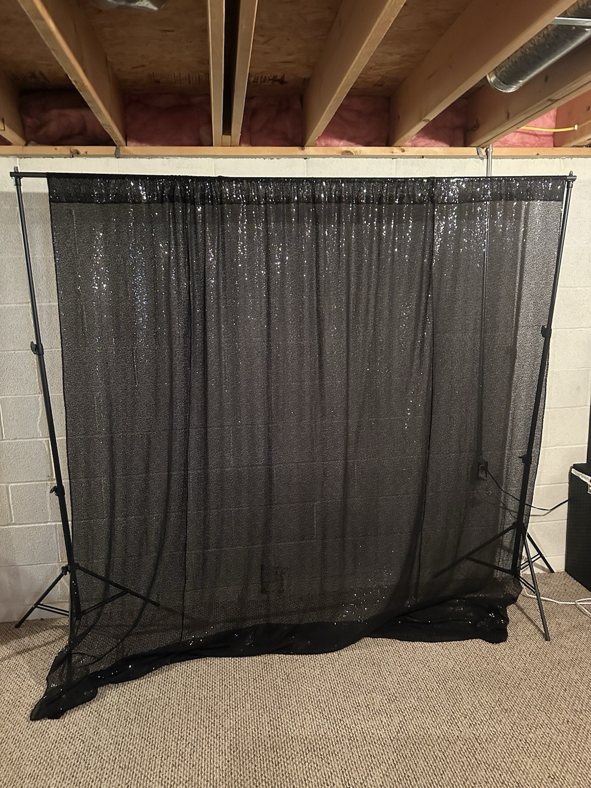 Photography Green Screen / Black Sequins Backdrop Stand Set